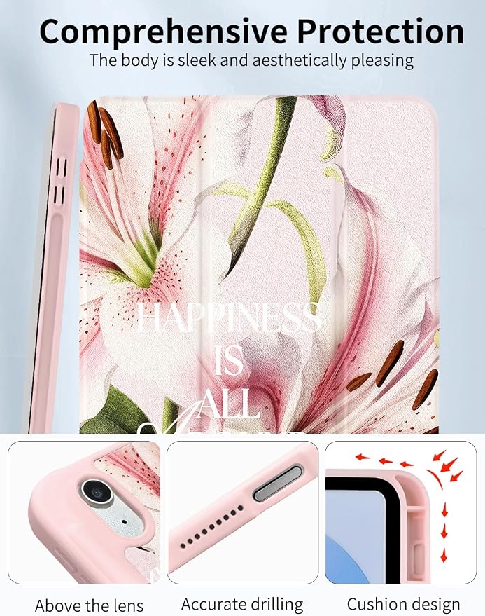 Case for iPad 9th/ 8th/ 7th Generation Case 10.2&amp10.5 Inch (2021/2020/2019 Release) Slim Lightweight Soft Trifold Back Cover with Pencil Holder &amp Auto Sleep/Wake Cover Cherries Cheetah Bows