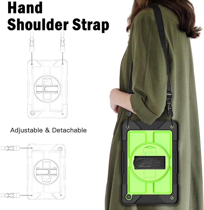 BMOUO for Samsung Galaxy Tab A9+ Plus Case 11 2023 (SM-X210/X216/X218) Shockproof Galaxy Tab A9 Plus Case with Rotating Stand and Hand/Shoulder Strap Black