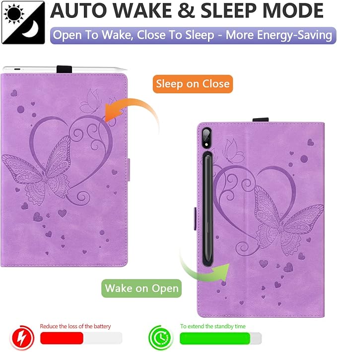 Dteck Wallet Case for Galaxy Tab S10+/S9+/S7 FE/S8+/S7 Plus 12.4 Tablet Premium PU Leather Folding Stand Auto Wake/Sleep Pen Holder Case with Hummingbirds