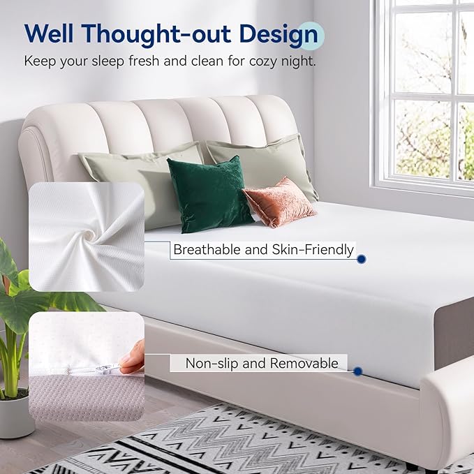Amazon Basics Memory Foam Mattress, Soft Plush Feel, 12 Inch, Twin, White/Grey
