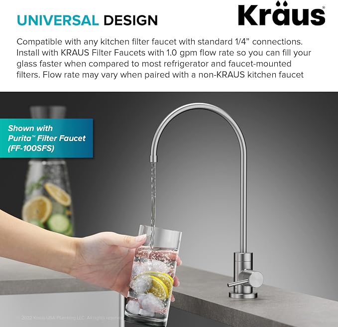KRAUS Purita 2-Stage Carbon Block Under-Sink Water Filtration System