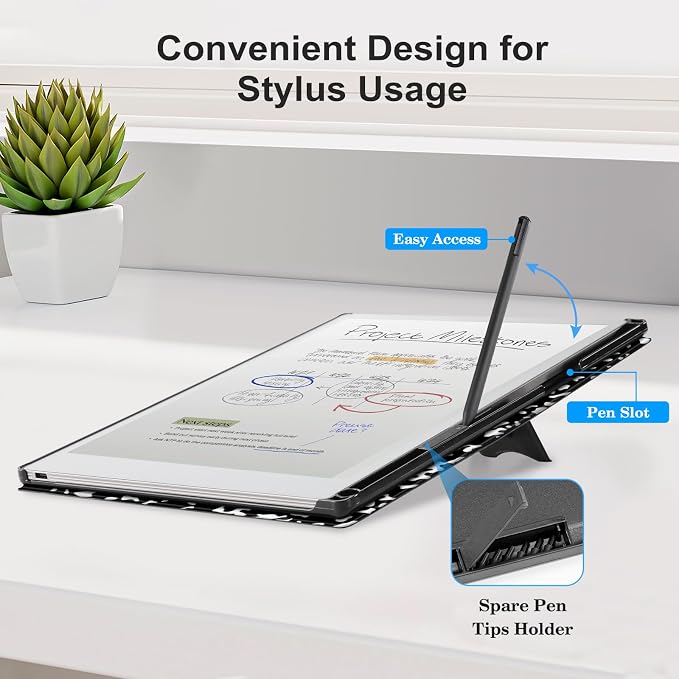 CoBak Stand Case for Remarkable Paper Pro Tablet 11.8 with Hand Strap | Auto Sleep/Wake Folio Lightweight Protective Cover with Pen Holder and Nibs Holder for 11.8 inch 2024 Released (Notebook)