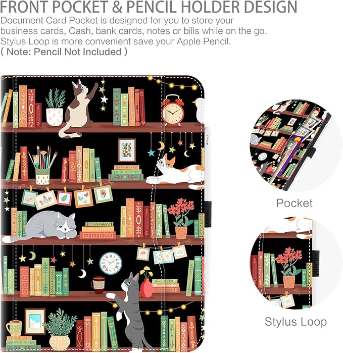 Case for iPad Air 13-inch M4/M3/M2 iPad Pro 12.9 6th/5th/4th/3rd Generation Case with Pencil Holder Multi-Angle Adjustable Stand Shockproof Pocket/Hand Strap/Auto Wake Sleep Sunflowers Butterfly
