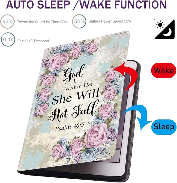 for iPad mini 5/4 Case iPad mini 1/2/3 Case Adjustable Stand Shockproof Protective Cover with Automatic Wake-up/Sleep Function Suitable for iPad mini 5th/4th Gen 7.9 inch - Bible Phil 4-13 Floral