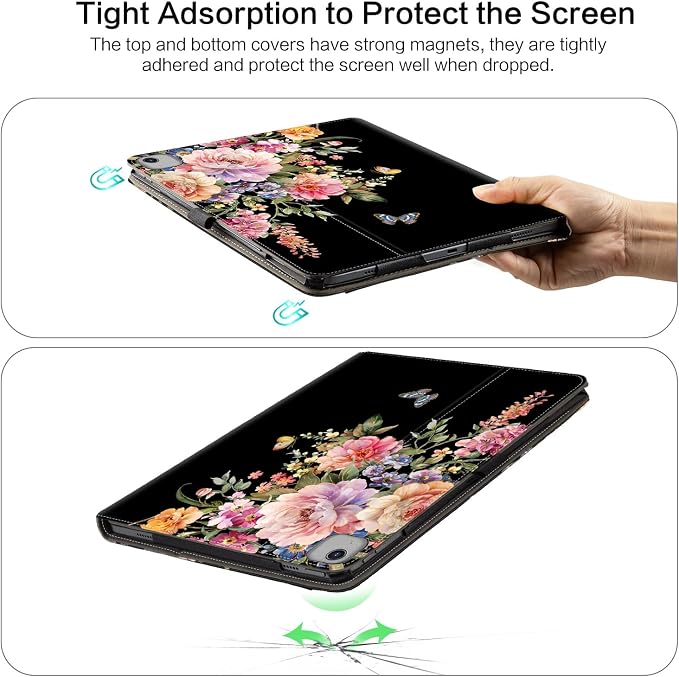 Vimorco for iPad Pro 11-inch Case M5/M4 2025/2024 for iPad Pro Case 11 Inch M5/M4 Pencil Holder/Hand Strap/Pocket/Screen Protection Band 3 Adjustable Angles Auto Sleep/Wake Beach Blue Ocean
