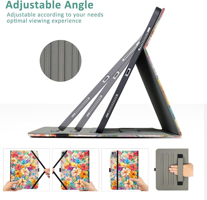 Vimorco Folio Case for iPad Air 13 inch M4/M3/M2 (2026/2025/2024)Dragonfly | for iPad Pro 12.9 inch 6th/5th/4th/3rd GenerationPencil Holder&ampPocket&ampHand StrapAdjustable Angles CoverAuto Sle