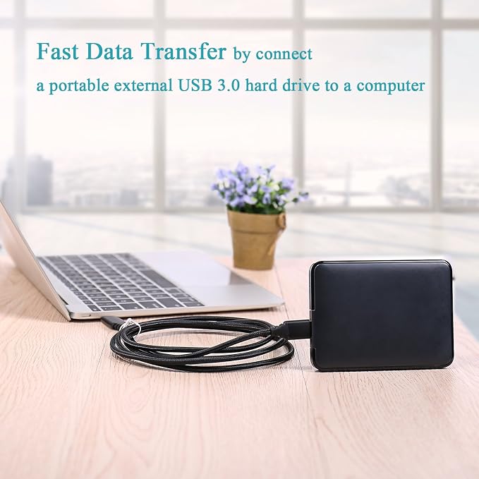 USB 3.0 Micro Cable 3-Pack 6ft Super Speed USB 3.0 Cable A Male to Micro B Charger Cable Compatible for Samsung Galaxy S5 Note 3 External Hard Drive and More - Black