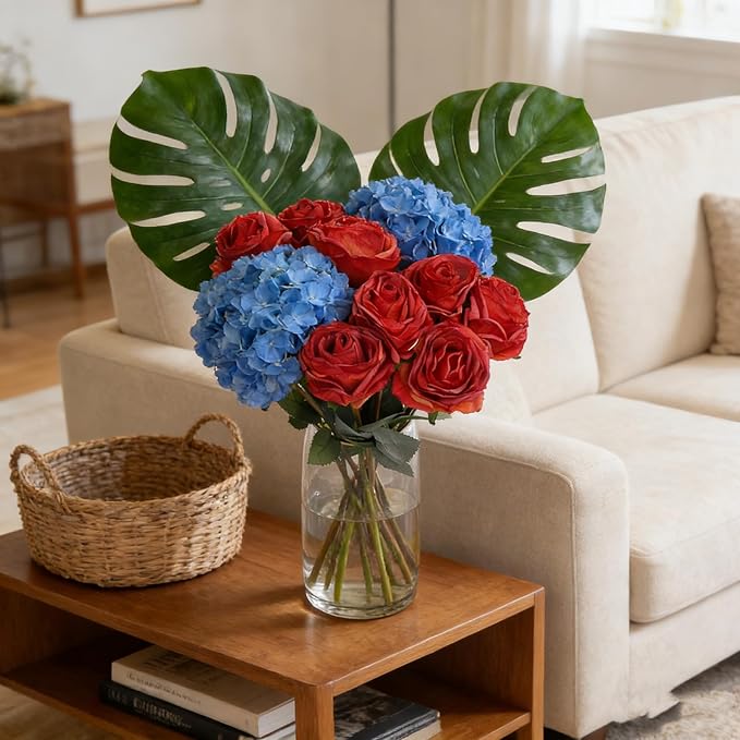 Kimura's Cabin 12pcs Lifelike Faux Silk Roses Flowers Vintage Artificial Rose with Stem Bouquet Fake Roses Dried Flower for Valentines Home Table Centerpiece Wedding Party DIY Decoration(Orange red)