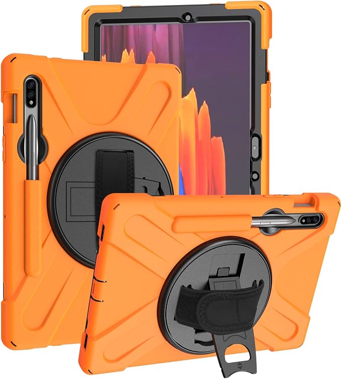 KIQ Shield Series for Samsung Galaxy Tab S7 FE Case Galaxy Tab S8 Plus Case Heavy Duty Shockproof Case w/S Pen Holder for Samsung Tab S7 fe 5G case 12.4 Inch 2020 SM T970 X800 T730 - Black