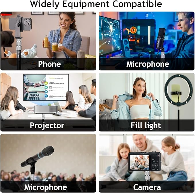 Taisioner Camera Desk Mount with 360° Ball Head, 15.7"-35.4" Adjustable Aluminum Alloy Stand - 6.6LBS Load C Clamp for DSLR, Ring Light, Live Streaming, Photo/Video Shooting