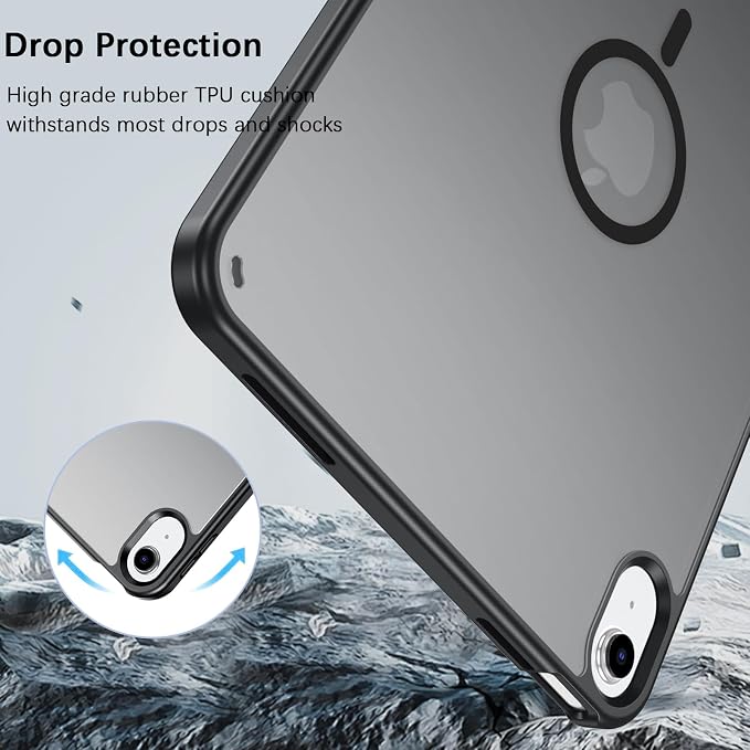 BENTOBEN Magnetic for iPad A16 Case (11th Generation 11 Inch 2025) iPad 10th Generation Case 10.9 inch 2022 Translucent Matte Slim Soft TPU Protective Tablet Cover for iPad 11th/10th Gen Black