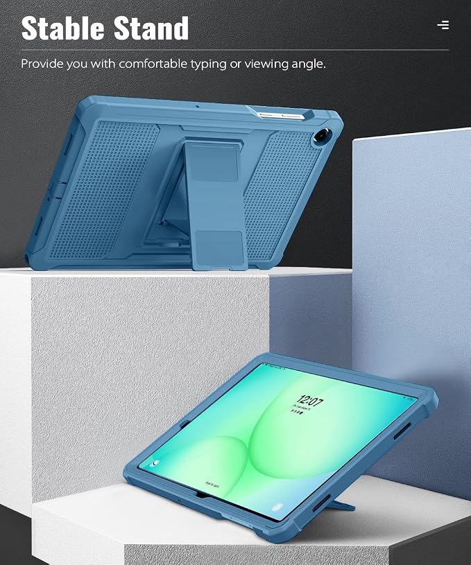 MoKo Shockproof Case Fit Samsung Galaxy Tab A11+ Plus/ A9+ 11 Inch | Full Body Rugged Stand Back Cover with Built-in Screen Protector for Galaxy Tab A11+/ A9+ Tablet Light Gray