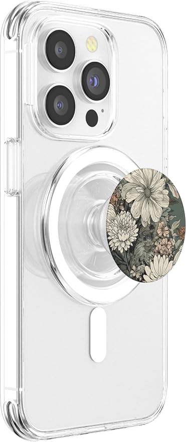Flower Bouquet Floral Pattern Sage Green with Wildflowers PopSockets Adhesive PopGrip