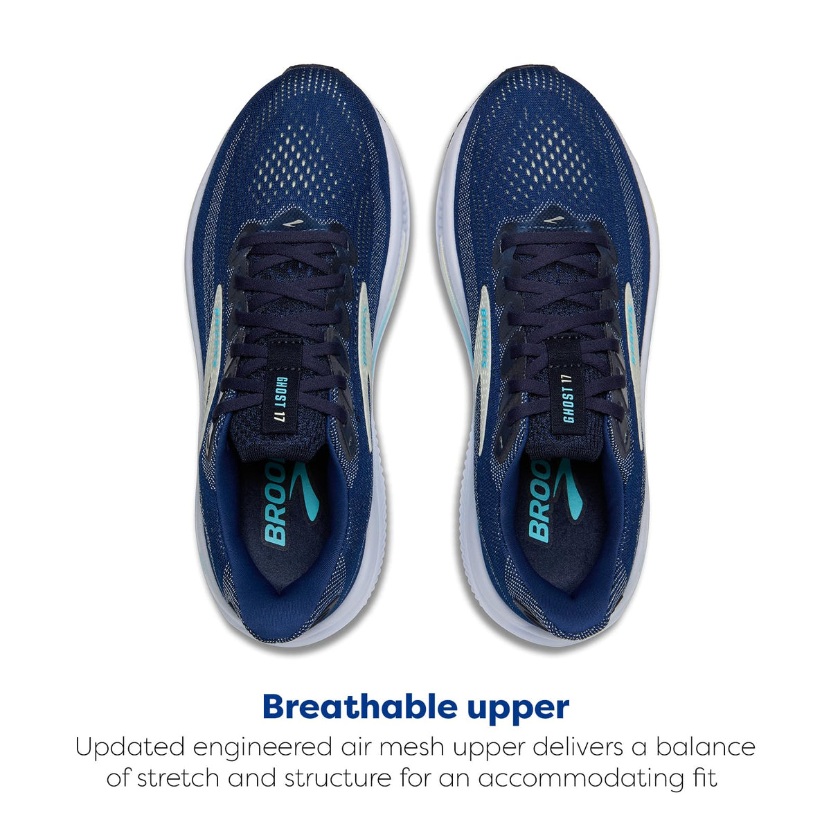 Brooks Women’s Ghost 17 Neutral Running Shoe - Navy/Green/Turquoise - 9.5 Medium