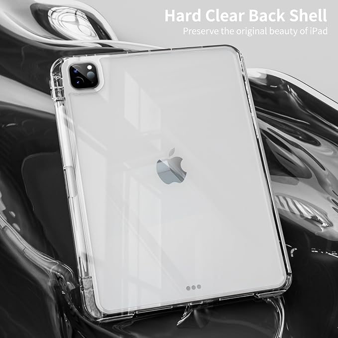 Case for iPad Air 13 Inch Case M4/M3/M2 (2026/2025/2024) Pro 12.9 Inch (6th/5th Gen 2022/2021) 2 in 1 Detachable Cover with Clear Hard Back Supports Touch ID Auto Wake/Sleep Black