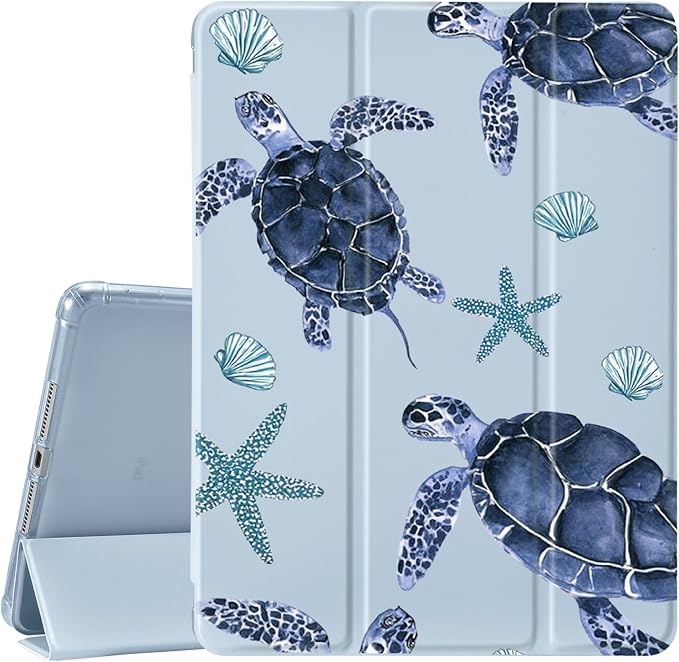 JOYLAND Blue Turtle for iPad Air 11 Inch M3(2025)/M2 (2024)Air 5th/4th Generation Case 2022/2020 10.9 Inch with Pencil Holder-Trifold Stand Protective Cover with Soft TPU BackBlack