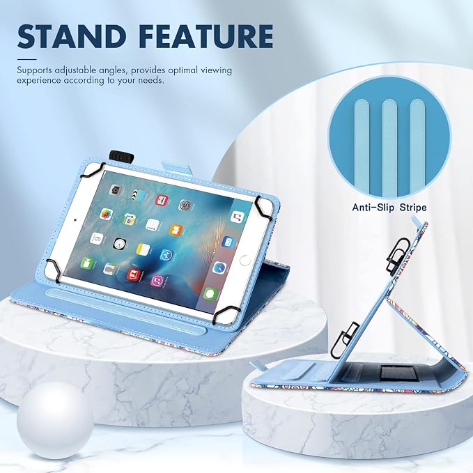 Dteck Universal Case (7.9 to 8.4) - Fold Stand Protective Flip Case for Apple iPad mini/Samsung Galaxy Tab 8.0 8.4 /Lenovo Tab 8 /onn. 100003561 8 Tablet Pro/Android Tablet 8 Inch (Blue Pink)