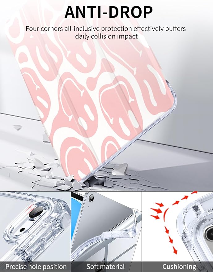 Case for iPad A16 11th/10th Generation 2025/2022 10.9 Inch Slim Trifold 10th Clear Back Transparent Cover with Pencil Holder &amp Auto Sleep/Wake Cover