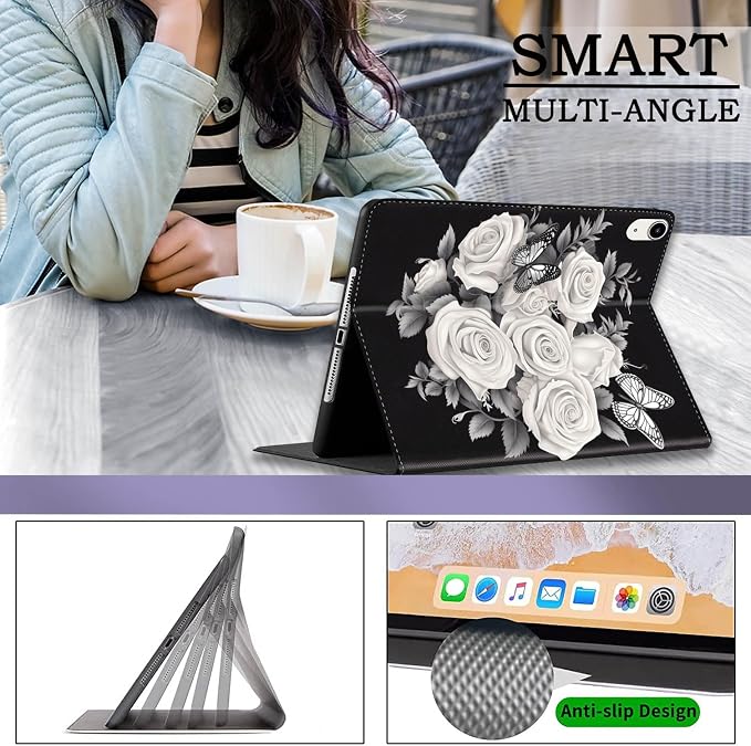 Case for iPad (A16) 11th Generation 11 Inch 2025 / iPad 10th Generation 10.9 Inch 2022 Ultra-Thin Multi-Angle Protective Cover with Auto Sleep/Wake A Dark Horse