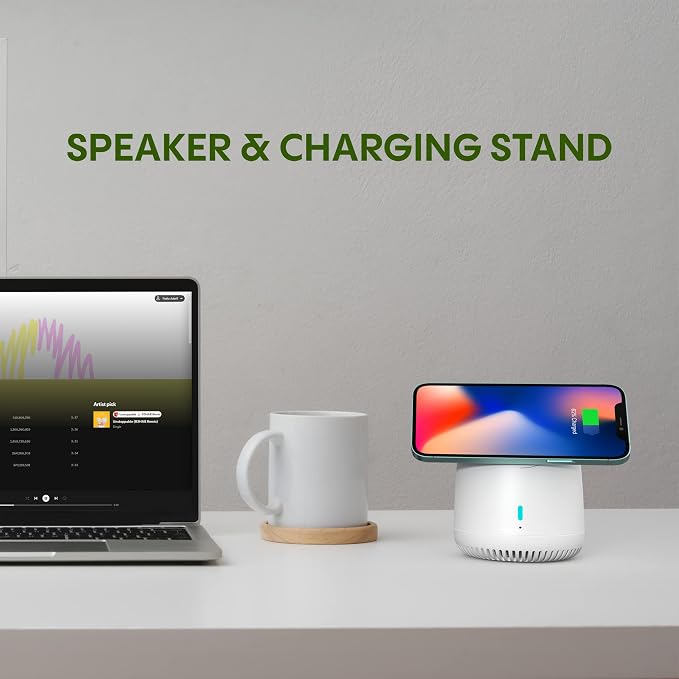 RapidX Capo Magnetic Wireless Charger Portable Bluetooth Speaker &amp MagSafe Stand for iPhone 15 14 13 12 / Mini Plus Pro &amp Pro Max (White)
