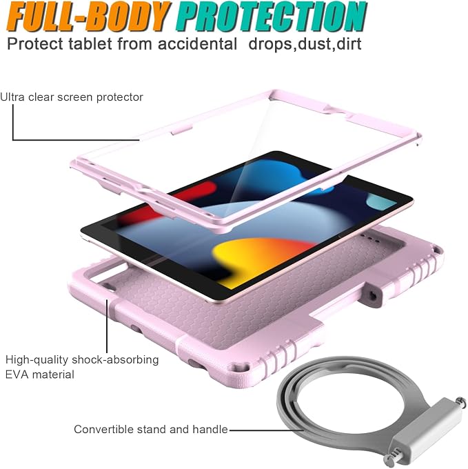 Kids Case for iPad 10th Generation 10.9-inch (2022) &amp iPad Air 11-inch M2 (2024) &amp iPad Pro 11-inch M4 (2024) Lightweight Shockproof Case Built-in Screen Protector with Handle Stand Black