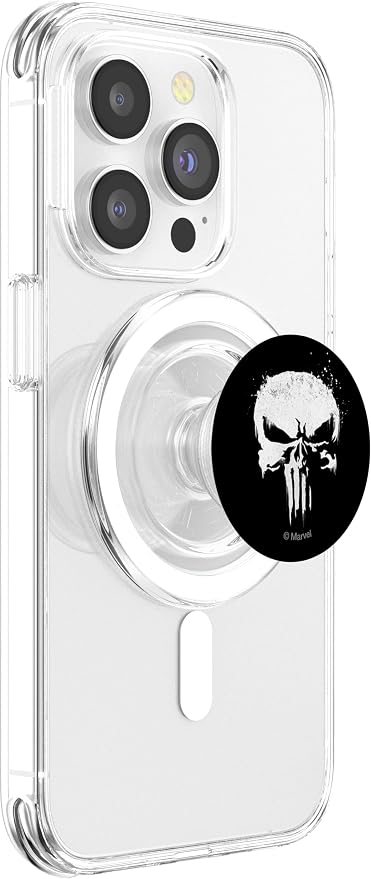 Marvel The Punisher White Ink Splatter Skull Logo PopSockets Adhesive PopGrip