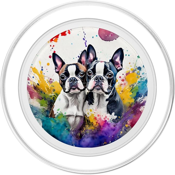 Watercolor Splash Bostie Boston Terrier Dogs Gift PopSockets Adhesive PopGrip