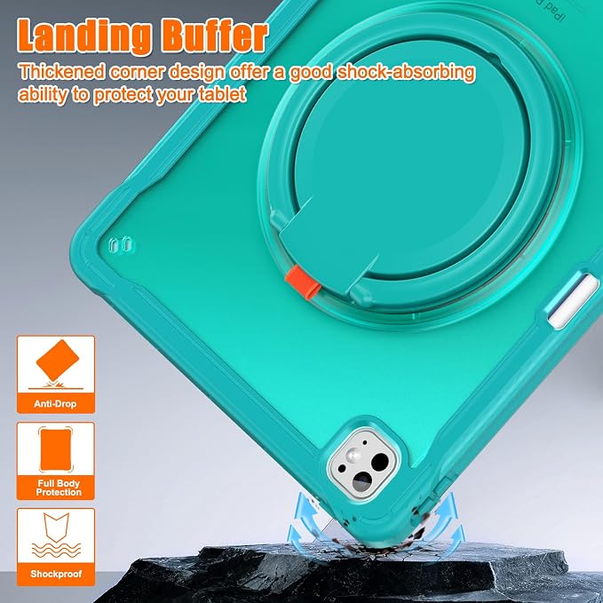 Batianda HaloCarry Case for iPad Pro 11 inch 2025 M5 2024 M4 Lavender Grey | Lightweight Dual-Layer Rugged Case with 360° Rotating Carry Ring Handle Stand and Pencil Holder Reinforced Corner Defen