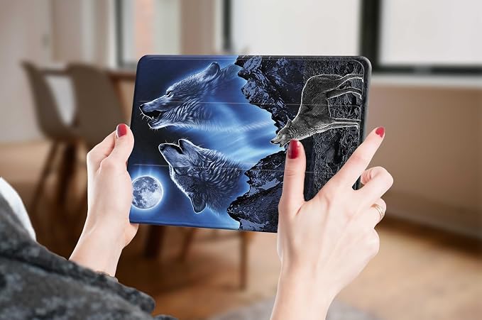 Cover for iPad Pro 10.5 with Pencil Holder Wolf Case for Apple iPad 9th 8th 7th Generation 10.2 Inch iPad Air 3rd Gen Cases Wolves Smart Slim Trifold Stand Protective Cover