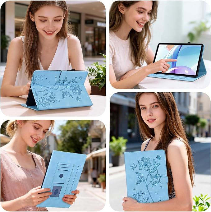 Case for iPad mini 7 2024 A17 Pro iPad mini 6 2021 8.3 inch Auto Wake/Sleep Multi-Angle Flip PU Leather Cover Case with Stylus Holder Blue
