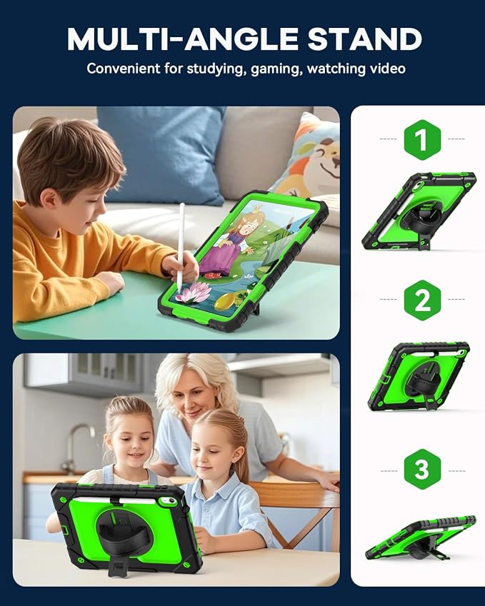 Cantis Case for iPad 9th/8th/7th Generation with Screen Protector iPad 10.2 Case 2021/2020/2019 with 360 Degree Rotating Stand/Shoulder Strap/Pencil Holder Alpine Green