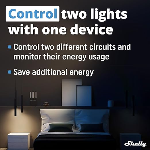 Shelly Wave 2PM US LR UL | Z-Wave Long Range Smart Switch Relay, 2-Channel 16 A with Power Metering | Home Automation | High Compatibility | Easy Installation | iOS Android App