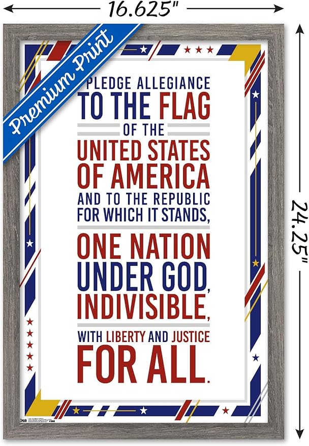 Trends International The United States Of America - Pledge Of Allegiance Wall Poster, 14.725" x 22.375", Barnwood Framed Version