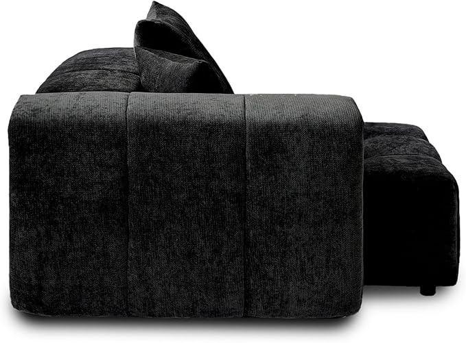 JACH 2 Seater Sofas Sectional Couches, Modern Love Seat Office Couch, Loveseat Modular Couch, Cozy Sleeper Sofa for Apartment, Bedroom, Living Room (Linen Fabric, Black)