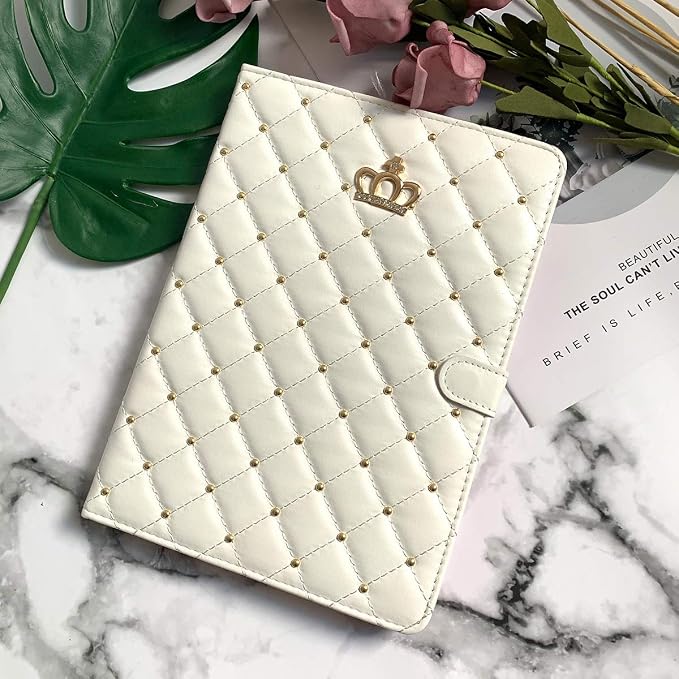 Cute Crown Case for iPad 10th Generation 10.9 Inch 2022 Flip Bling Diamond PU Leather [Smart Auto Sleep/Wake Pencil Holder Stand] Shockproof for Apple iPad 10th Gen 2022 Release (Pink)