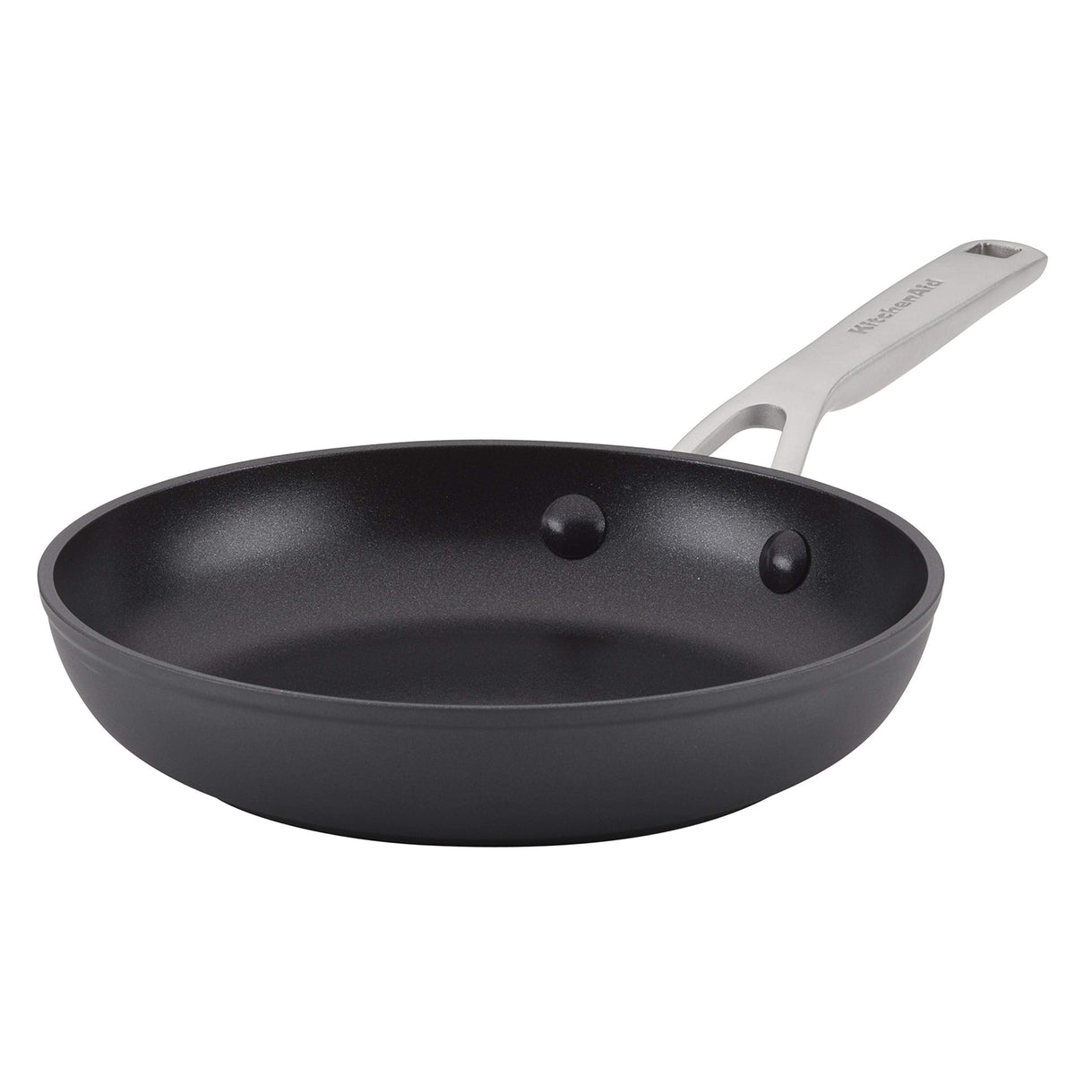 KitchenAid Hard Anodized Induction Nonstick Frying Pan Set With Lid, 3-Piece – 8 & 10 Inch Skillets, Durable, Even Heating, Dishwasher & Oven Safe, Easy-Clean, Matte Black