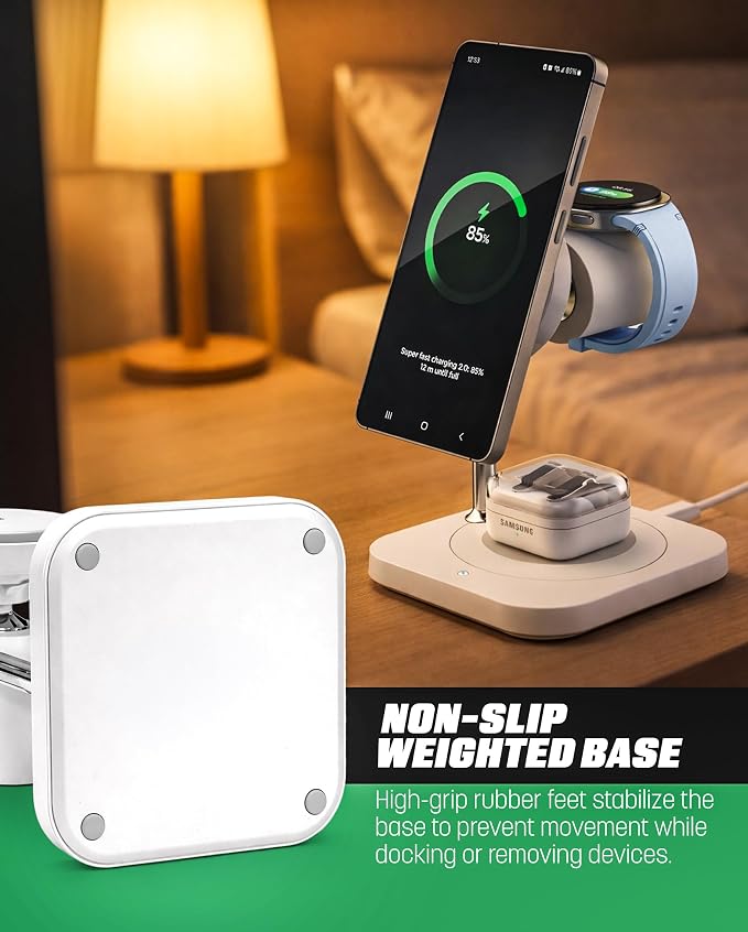 Galvanox Qi2.2 25W Magnetic Wireless Charging Stand for iPhone - 3 in 1 Charger Station (for iPhone Apple Watch and AirPods) with Super Fast (45W) Wall Adapter (Compatible with MagSafe)