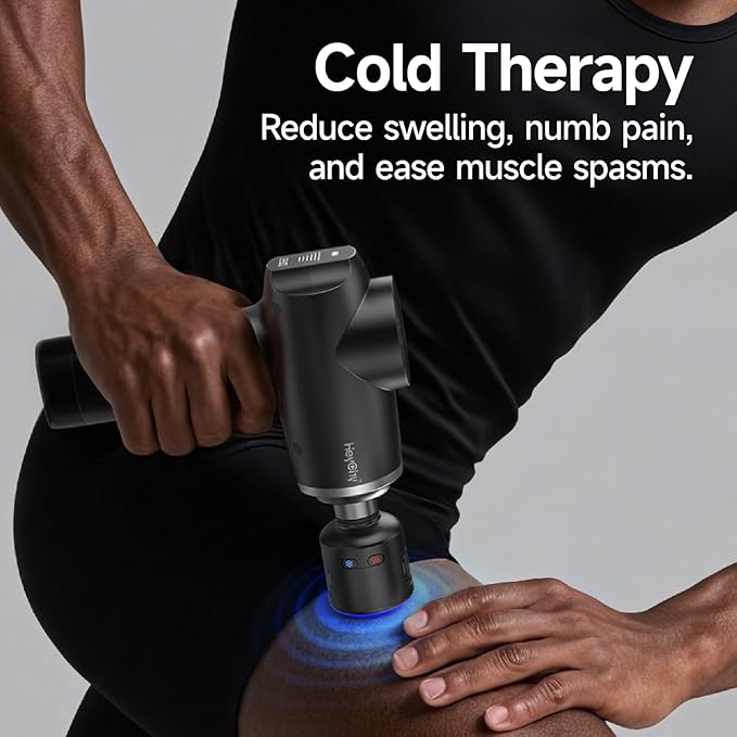 HEYCHY Percussion Massage Gun Deep Tissue with Heat and Cold Head, Portable Handheld Muscle Massager, Percussion Back Body Masajeador 12mm Amplitude for Athletes, Electric Back and Neck Massager