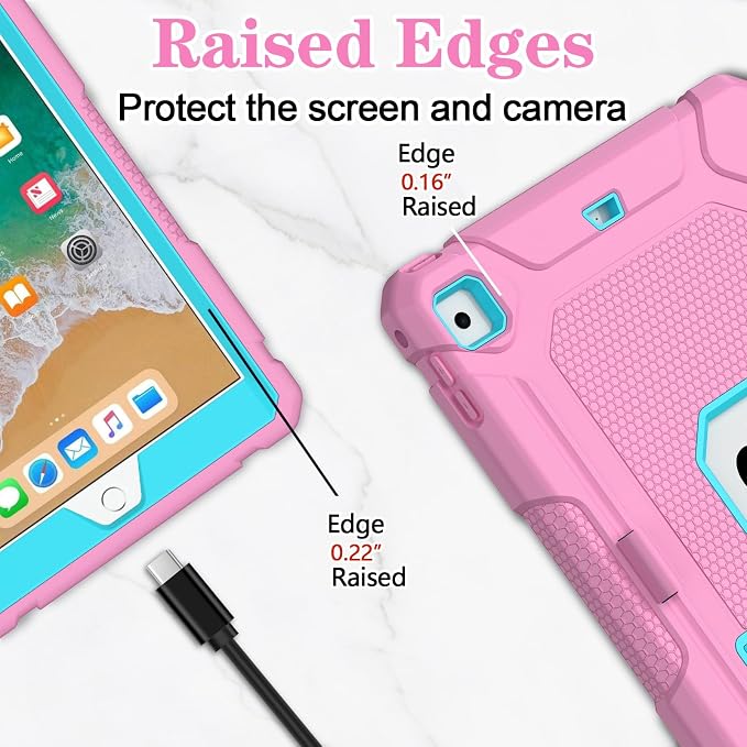 LTROP Case for iPad 6th 5th Generation (9.7 inch 2018/2017) Shockproof Protective iPad 9.7 Case with Built-in Stand/Pencil Holder for iPad 6th/5th Gen Air 2 Black