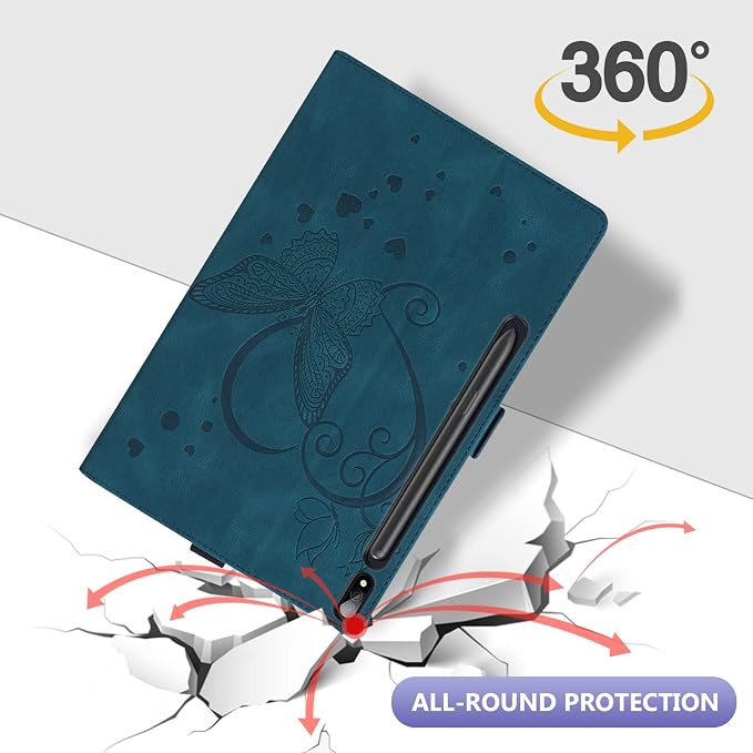 Dteck Wallet Case for Galaxy Tab S10+/S9+/S7 FE/S8+/S7 Plus 12.4 Tablet Premium PU Leather Folding Stand Auto Wake/Sleep Pen Holder Case with Hummingbirds