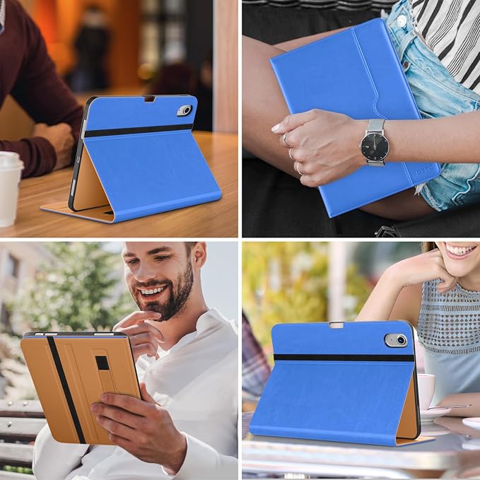 DTTO for iPad Air 11-inch Case M4/M3/M2 (2026/2025/2024) iPad Air 5th / 4th Generation (2022/2020) Premium Leather Business Folio Stand Cover with Pencil Holder - Auto Sleep/Wake Brown