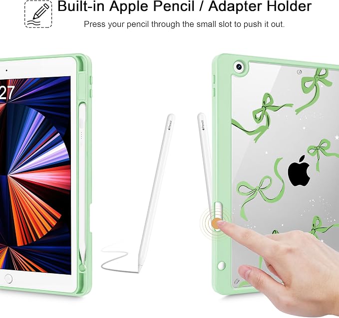 May Chen for iPad 9th Generation with Pencil Holder iPad 8th/7th Gen Case 10.2-inch [Penceil Holder] Trifold Stand Auto Wake/Sleep Clear TPU Protection Back Cover Ballet Shoes