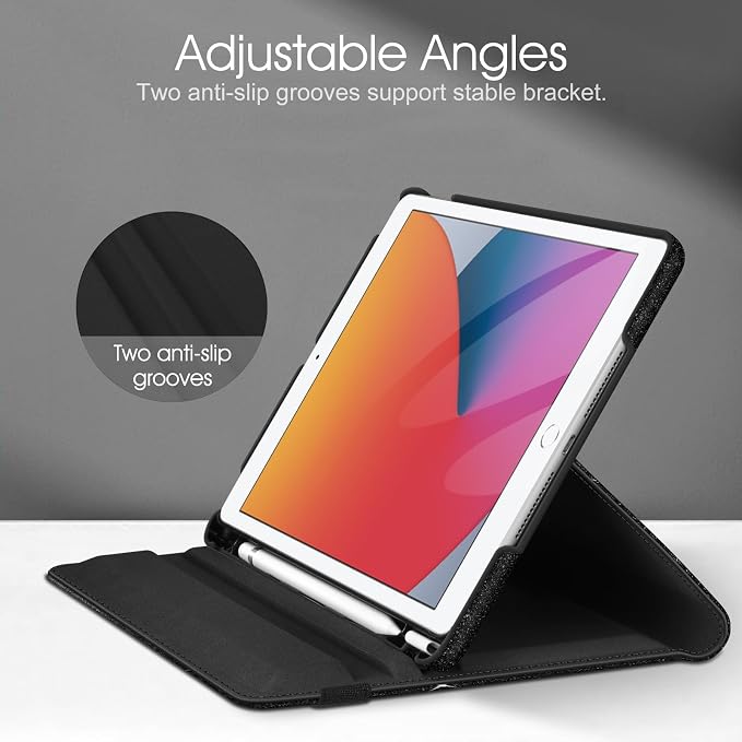 Fintie 360° Rotating Case for iPad 9th / 8th / 7th Generation 10.2 Inch | Swivel Stand Portrait &amp Landscape Viewing Shockproof Cover with Pencil Holder Auto Wake/Sleep Aqua Wave