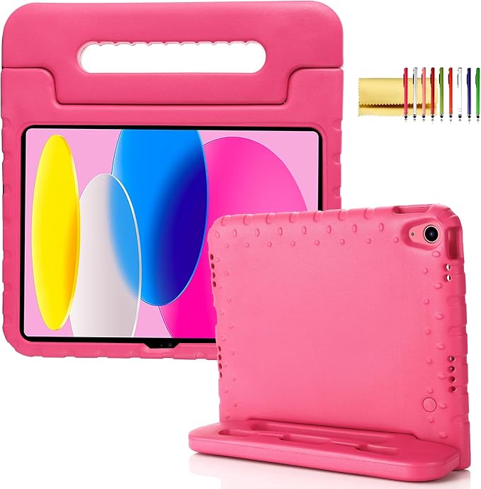 Kids Case for iPad Pro 11 M5/M4 &amp iPad Air 11 (2026/2025/2024) Shockproof Case with Pencil Holder Techcircle Light EVA Foam Handle Stand Bumper Protective Child Friendly Drop Proof Cover Black