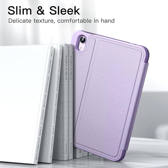 JETech Folio Case Cover for iPad mini A17 Pro/6th Gen (2024/2021) Black | Multi-Angle Stand Cover Pencil Holder Slim Protective Cover Auto Wake/Sleep
