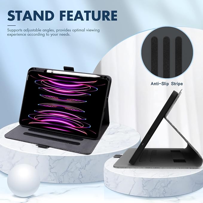 Dteck for iPad A16/10th Generation 10.9 Inch 2022 Case with Pencil HolderPremium PU Leather Folio Multiple Viewing Angles Stand Cover Auto Wake/Sleep Protective Tablet Cases for Women MenBookshelf