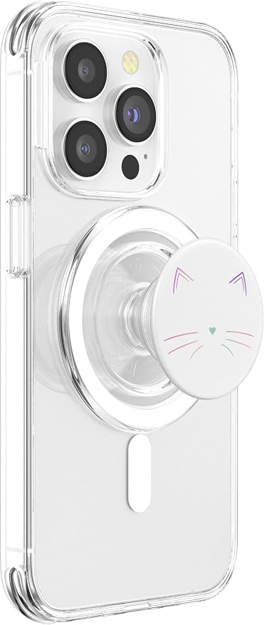 Rainbow Cat Face White PopSockets Adhesive PopGrip