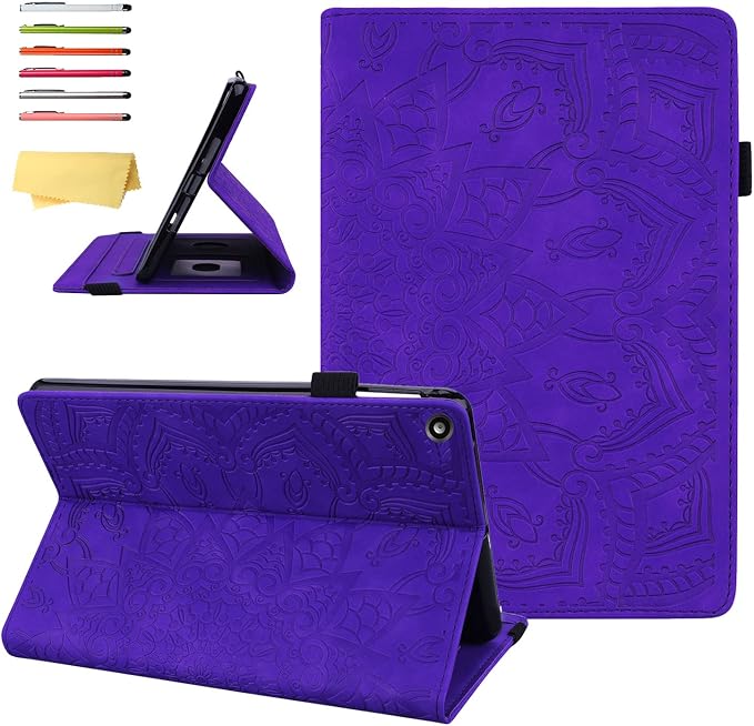 Fire HD 8 Case Slim Folding Stand Auto Wake/Sleep Wallet Case with Cards/Cash Holder for Amazon Fire HD 8(8th/7th/6th Gen 2018/2017/2016 Release)-Black