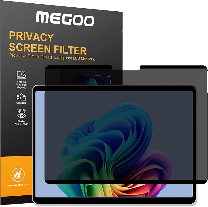 Megoo Magnetic Privacy Screen Protector for Surface Pro 12 inch (2025)– Removable Anti-Spy Anti-Glare Easy Install Blue Light &amp UV Blocking
