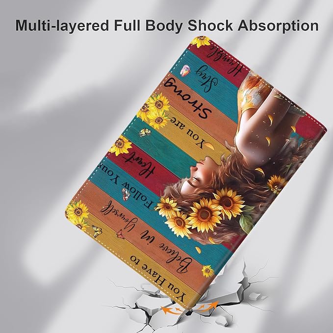 Vintage Floral Astronaut iPad 9th Gen Case - 10.2 Inch Standing Cover with Auto Sleep/Wake